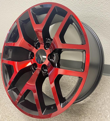 22" STW 288-M GMC REPLICA Wheel 🌟 22X9.5 +30 6X139.7 🌟 C.B 78.1 B Black & Red Rim