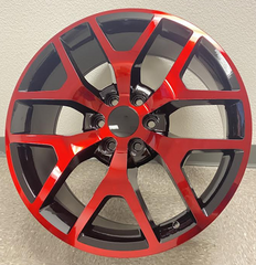22" STW 288-M GMC REPLICA Wheel 🌟 22X9.5 +30 6X139.7 🌟 C.B 78.1 B Black & Red Rim