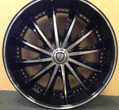 20" Borghini B19-M Wheel π 20X8.5 +13 6X139.7 π C.B 108 Black & Machined Rim + Lip