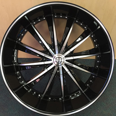 20" Borghini B19-M Wheel π 20X8.5 +13 6X139.7 π C.B 108 Black & Machined Rim + Lip