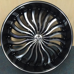 24" Borghini B24 Wheel π 24X9 +30 6X135 + 139.7 π Black & Machined Rim+ Lip