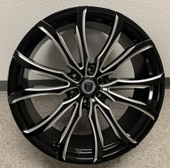 24" Borghini B33-M Wheel π 24X9.5 +30 6X139.7 π C.B 78.1 Black & Machined Window Rim