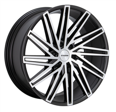 22" Borghini B66 Wheel π 22X9.5 +25 6X139.7 π C.B 78.1 Black & Machined Rim