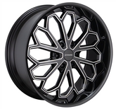22" Borghini  B68 Wheel 🌟 22X9.5 +25 6X139.7 🌟 C.B 78.1 Black & Machined Window Rim