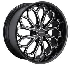 22" Borghini B68 Wheel π 22X9.5 +25 6X139.7 π C.B 78.1 Black & Machined Window Rim