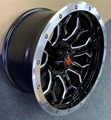 20" HAVOK H108 Wheel 🔥 20X9 -12 5X127 🔥 C.B 78.1 Black & Machined Lip Rim 🔻