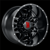 22" HAVOK H109 Wheel 🔥 22X14 -76 6X139 🔥CB 110 Black Lip Silver Rivets Rim 🔻