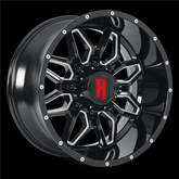 22" HAVOK H109 Wheel 🔥 22X14 -76 6X135 🔥CB87.1 Black Lip Machined Window Rim🔻