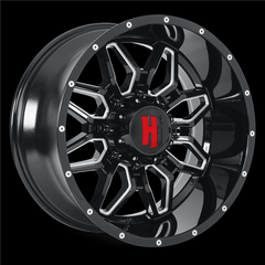 22" HAVOK H109 Wheel 🔥 22X14 -76 6X135 🔥CB87.1 Black Lip Machined Window Rim🔻