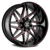 22" Force Off-Road F01 Wheel π₯ 22X12 -44 6X135 + 6X139 π₯C.B 106.1 Black Red Rim β