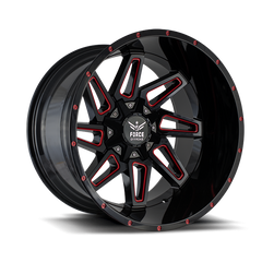 20" Force Off-Road F02 Wheel 🔥 20X10 -12 5X139 + 5X150 🔥 C.B 110 Black Red Rim ✅