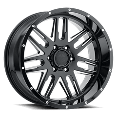 17" American Outlaw 12 Gauge Wheel 🔥 17X8.5 +0 6X139.7 🔥 C.B 106.2 Black & Milled Rim🔻✅