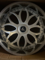24" Artis Forged Radon Set (4) Staggered White & Chrome Lip 6" + 4.5" Wheels 🔥 24X10+11 5X115 ✅