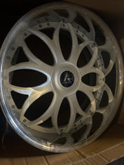24" Artis Forged Radon Set (4) Staggered White & Chrome Lip 6" + 4.5" Wheels 🔥 24X10+11 5X115 ✅