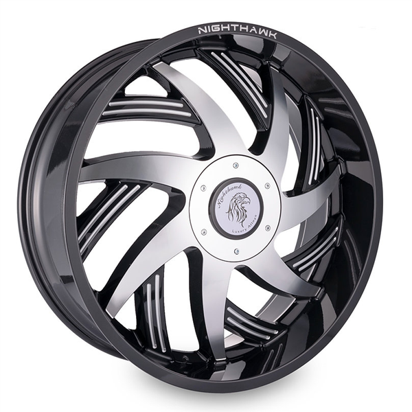 24" Nighthawk Luxury N990 Wheel 🔥 24X9.5 +30 6X135 + 6X139.7 ✅ C.B 87.1 Floating Cap Black & Machined Rim
