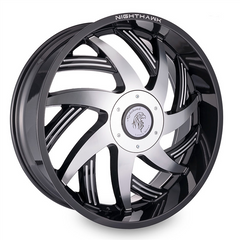 24" Nighthawk Luxury N990 Wheel 🔥 24X9.5 +30 6X135 + 6X139.7 ✅ C.B 87.1 Floating Cap Black & Machined Rim