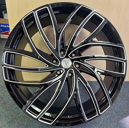 24" VELOCITY VW38-M Wheel 🌟 24X9.5 +30 6X139.7 🌟 C.B 78.1 Black & Machined Window Rim