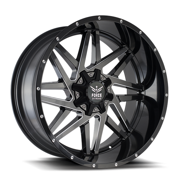 22" Force Off-Road F01 Wheel 🔥 22X14 -76 5X139 + 5X150 🔥 C.B 110.3 Black Milled Rim ✅