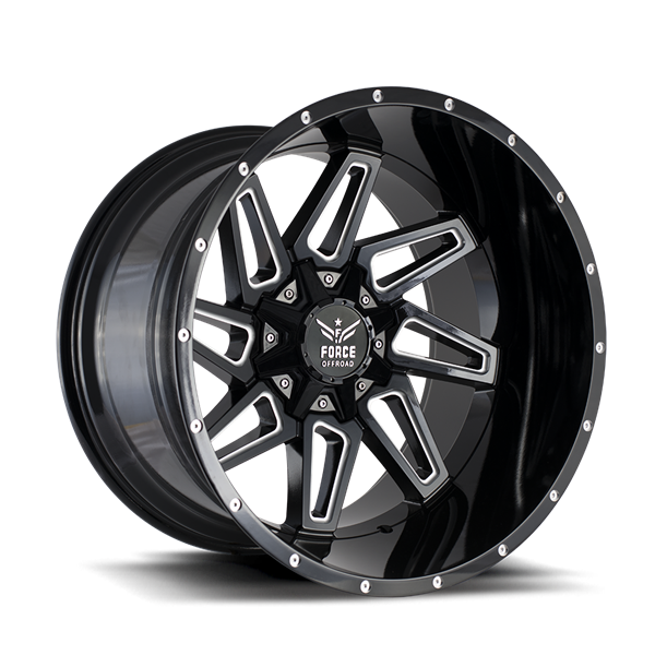 22" Force Off-Road F02 Wheel 🔥 22X12 -44 8X170 🔥C.B 125.2 Black & Milled Rim ✅