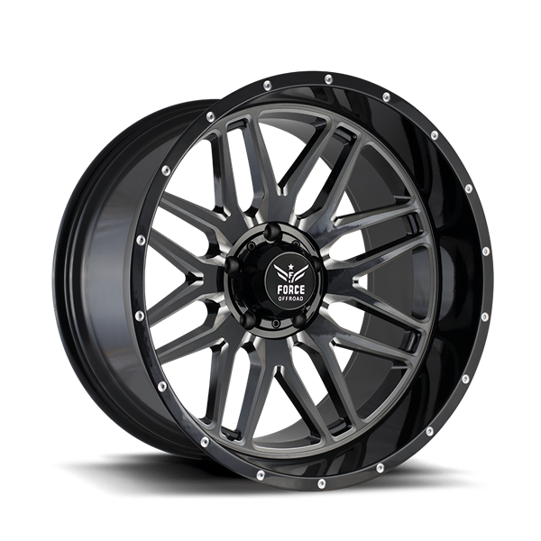 20" Force Off-Road F04 Wheel 🔥 20X10 -12 5X127 🔥C.B 78.1 Black & Milled Rim ✅