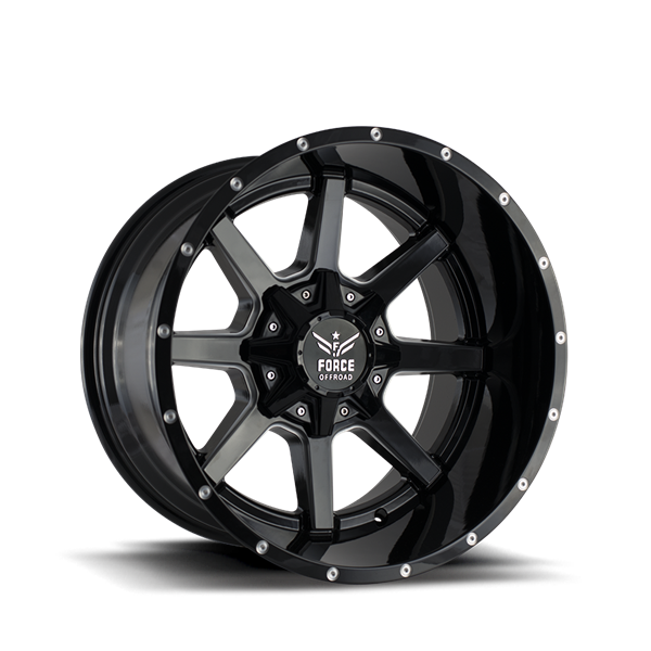 20" Force Off-Road F08 Wheel 🔥 20X12 -44 5X139+5X150 🔥110.3 Black Milled Rim ✅🔻